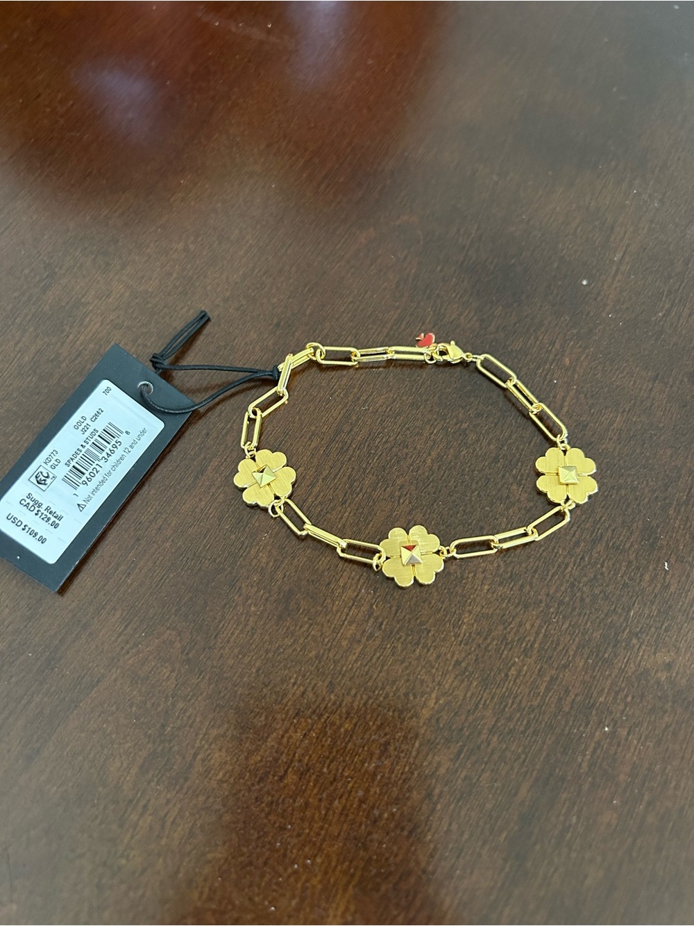 Kate Spade Gold Spades & Studs Bracelet MSRP $109